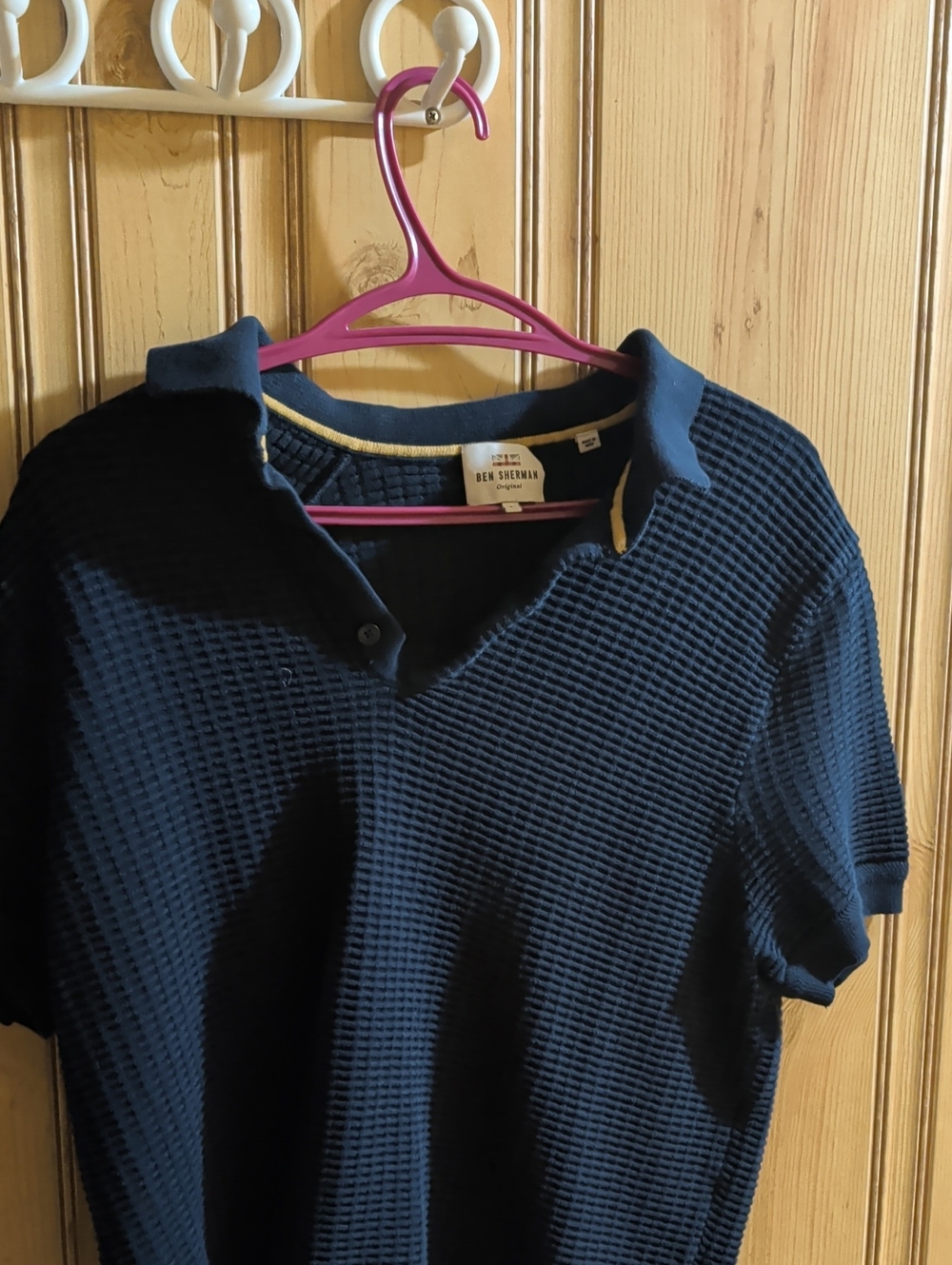 Ben Sherman Navy Waffle-Knit Polo Tee